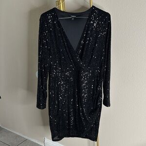 Torrid Black Sequin Long Sleeve Dress